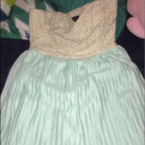 Strapless teal dress